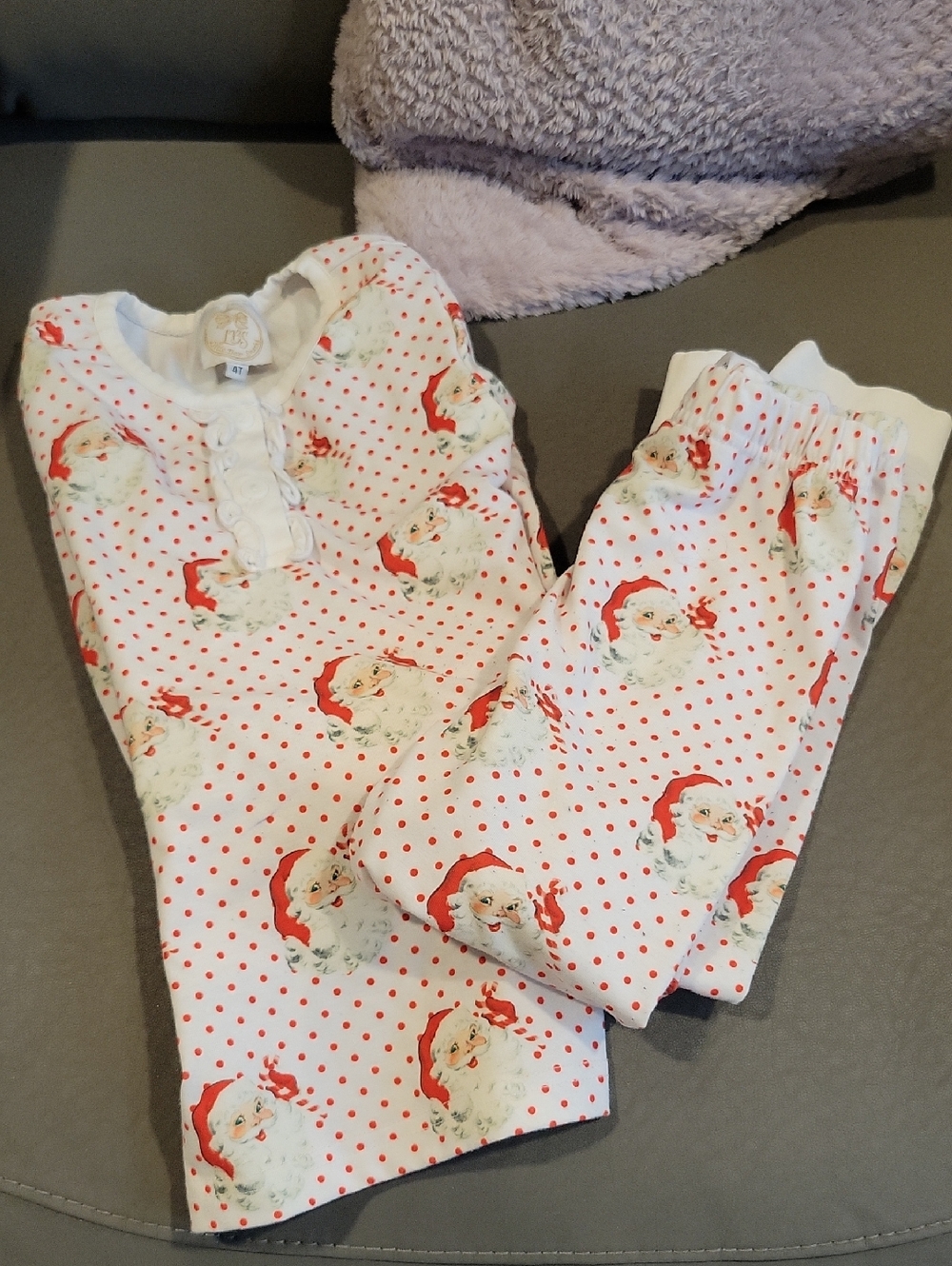 Children's White and Red Santa Dot Pajama Set